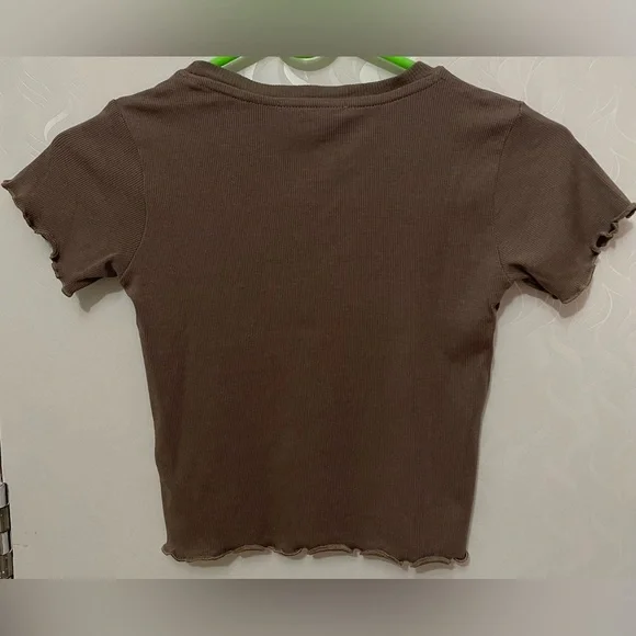 Zara ribbed crop top•Size:Small•Fabric:Cotton•Colour:Tan Brown•Round neck - Picture 3 of 3